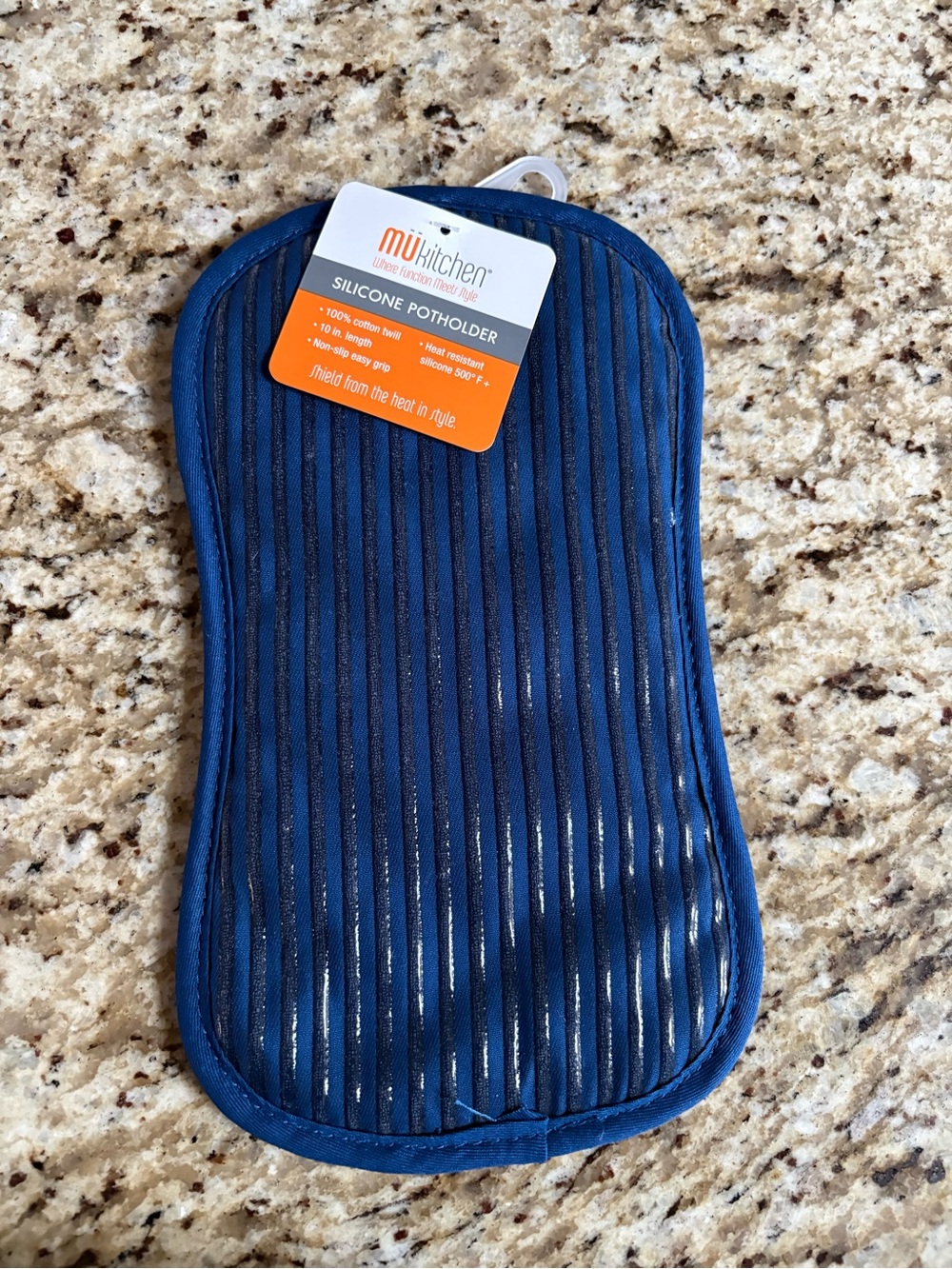 Blue Silicone Potholder with Textured Grip
